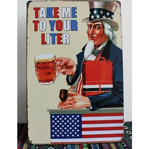 50pcs/lot Metal Sign shabby chic American Take me to your Liter metal painting Retro poster Vintage bar home cafe Pub wall decor