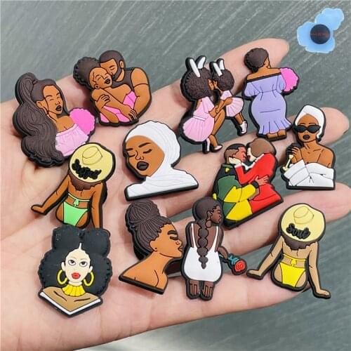 50Pcs Sexy Women Girls Lover Shoe Charms Accessories Black Life Prayer PVC Shoe Decoration for Wristbands Croc jibz X-mas Gifts