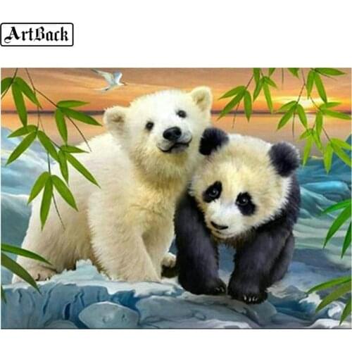 5d diamond painting panda bear full square diamond embroidery sticker 3d full round rhinestone mosaic home decoration