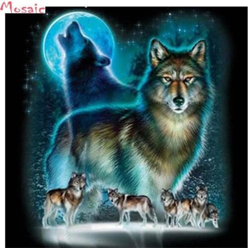 Diy Diamond Painting Cross Stitch moonlight wolf Pattern 5D Diamond Embroidery Diamond Mosaic Resin Home Decor DIY Diamond Art
