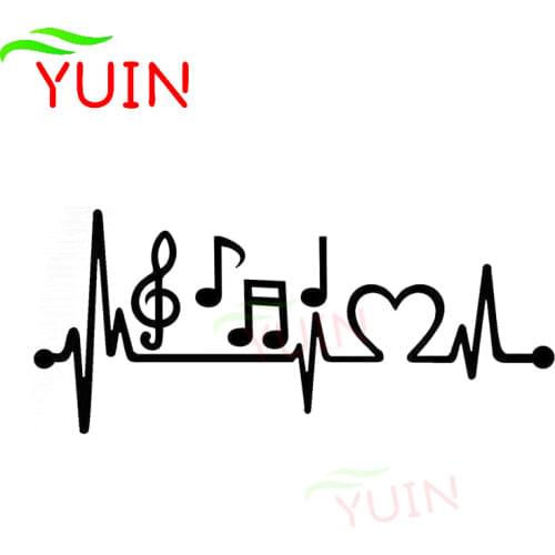 Music Notes Heartbeat Car Decals Fashion Decoration Personalized PVC Waterproof Sunscreen Stickers Can Be Customized Color