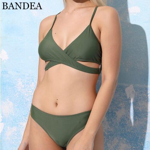 BANDEA oil green color bikinis women biquini mujer padded bikini set brazilian swimwear Maillot De Bain Bathing Suit Swimsuit
