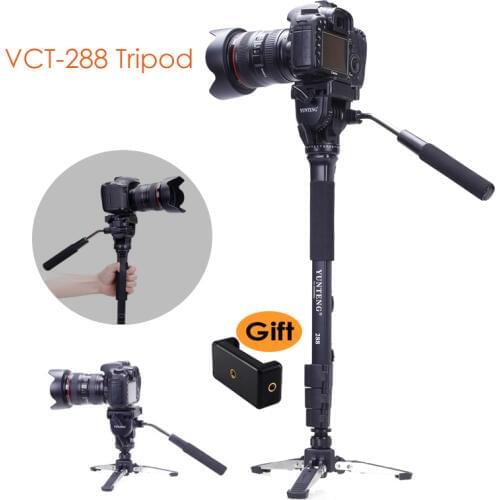 YUNTENG 288 YT-288 Monopod & Fluid Pan Head Ball & DV Unipod Mobile Phone Clip Holder For Canon Nikon DSLR VCT-288