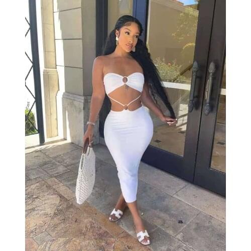 Elegant Off the Shoulder Long Summer Dress Women Fake Two Piece Set Sexy Hollow Out Backless Slit Bodycon Club Party Dress Robes