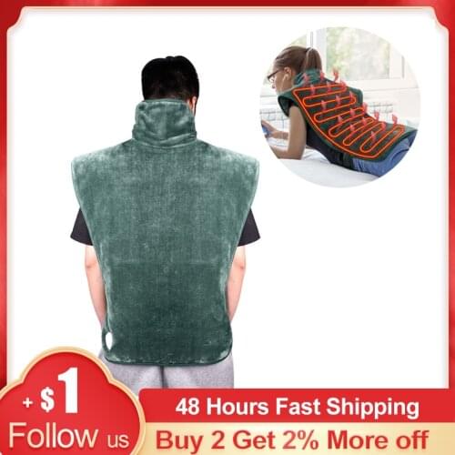 Electric Heating Pad for Back Pain Relief 6 Level Temperature Setting Machine-Washable Heated Pad for Neck 2 Hours Auto Shut Off