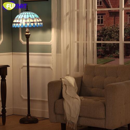 FUMAT Art Glass Floor Lamp European Style Stained Glass Baroque Sunflower Stand Lampe Living Room Bar Decor Light Floor Lamps