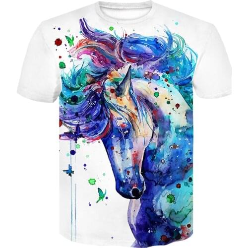 2021 New Horse T-shirt Men Tshirt 3d Animal Printed Tshirt Hip Hop Tee Funny Summer Anime Mens Adults Clothing Streetwear Tops