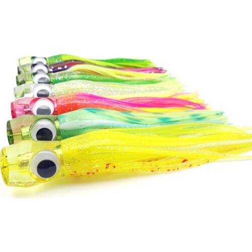 HiUmi 3pcs 16.5cm 50g Trolling Epoxy Head Octopus Squid Lure Hard Head Soft Body Octopus Lure Squid Jigs Big Game Bait