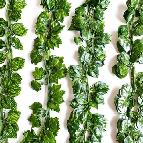 Artificial Green Rattan Creeper Plastic Leaf Ivy Wall Decoration Home Green Plants