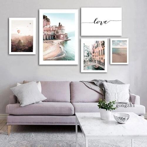 Italy Amalfi Coast Venice Travel City Landscape Poster Love Quote Canvas Painting and Prints Wall Art Pictures Living Room Decor