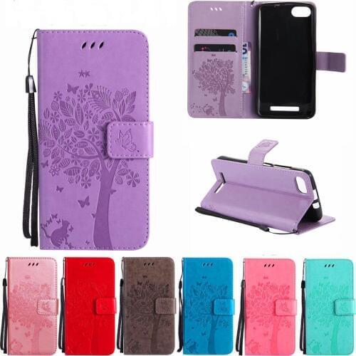 Leather Case on For BQ Strike BQS-5020 BQS 5020 BQS-5020 5.0 INCH Case 3D Tree Cat Case Wallet Flip Magnetic Stand Phone Case