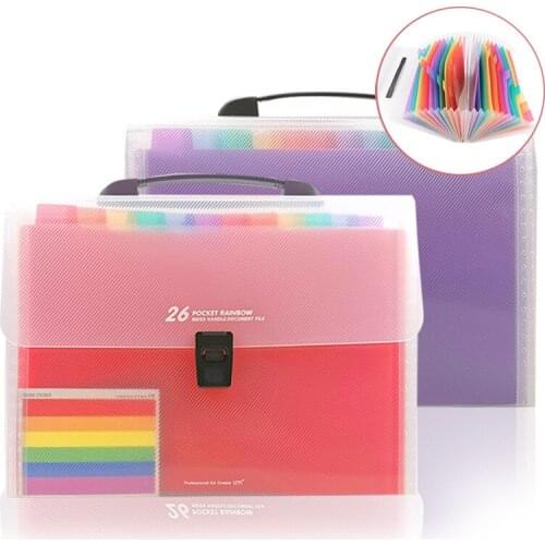 Creative Coloful Expanding File Folder 26 Pockets A4 Organizer Portable Business File Document Bag Holder Office Supplies