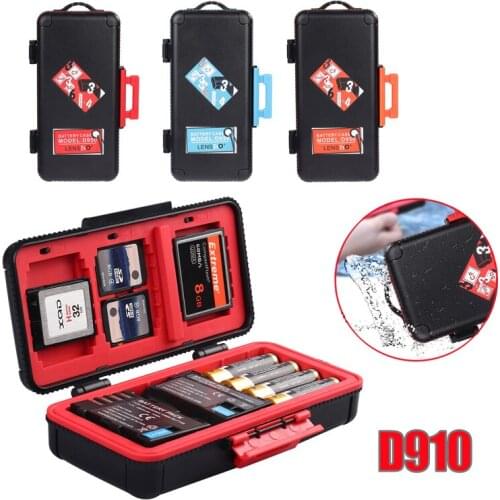 LENSGO D910 Camera Battery Storage Box SD CF XQD Memory Card Case Waterproof AA battery Organizer For 2 Camera Batteries Holder