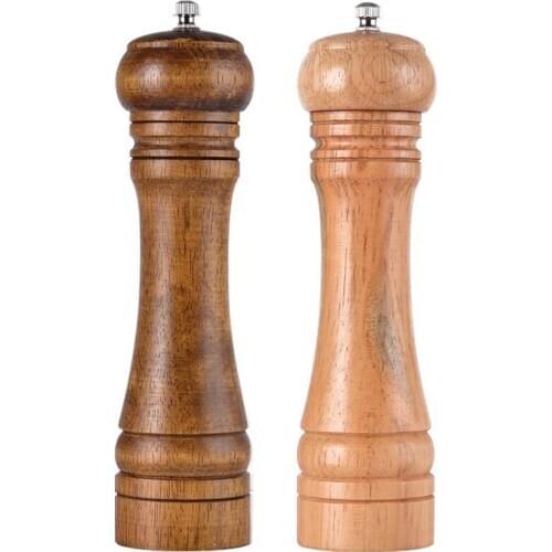 Salt and Pepper Grinders,Oak Wooden Salt and Pepper Mills Shakers Ceramic Rotor with Strong Adjustable Coarseness[Set of 2]