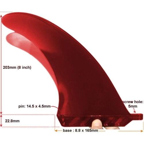 Soft/flex 8 inch center fin with fin screw for stand up paddle