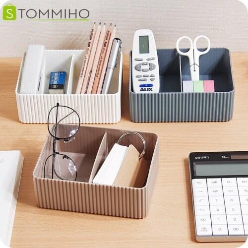 STOMMIHO Desktop Sundries Storage Box Plastic Home Office Bathroom Storage Box Organizer Case Cosmetic Closet Bin Holder