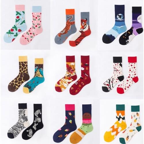 Funny Cartoon Cute Fashion Autumn Winter Couple Cotton AB Socks Happy Gifts for Men Socks Crew Casual Happy Women Sock
