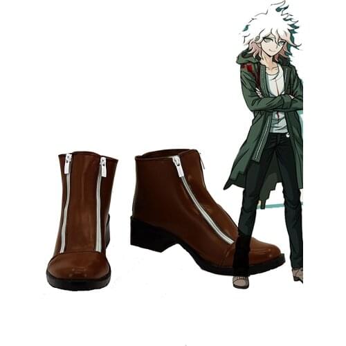 Danganronpa Nagito Komaeda Shoes Cosplay Danganronpa 2 Goodbye Despair Nagito Komaeda Cosplay Boots Brown Shoes Custom Made