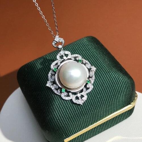 Wholesale Charm 925 Sterling Silver Pendant Base Settings Mountings Findings Parts for Pearl Crystal Jade Agate Beads Stones