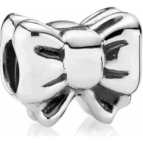 Original Vintage Cute Bow Beads Fit 925 Sterling Silver Bead Charm Women Bracelet Bangle DIY Jewelry