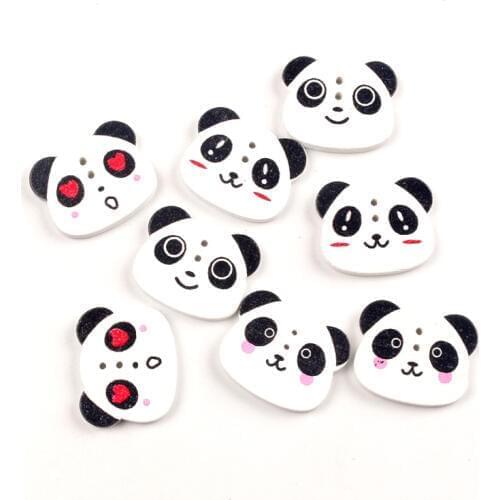 50pcs Mixed 22x18mm Wooden Panda Head Buttons For Clothing Needlework Scrapbooking Wood Decorative Crafts Diy Accessories