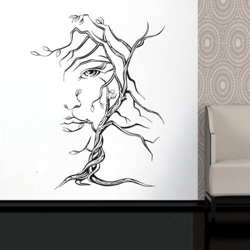 Sexy Girl Nature Art Decorations For Home Housewares Tree Woman Face Wall Decal Window Vinyl Sticker Beauty Salon Decor LR70