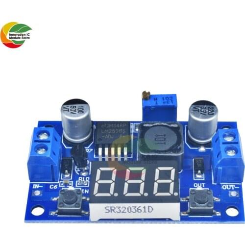 LM2596 LED Digital Voltmeter Display Buck Step Down Power Converter Module Adjustable Board DC-DC 2A Short Circuit Protection