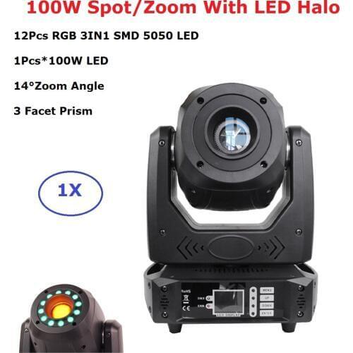LED 100W Beam Spot Zoom Light DMX512 Moving Head Light DJ /Bar /Party /Show /Stage Light With 12Pcs RGB 3IN1 LEDS Strobe Light