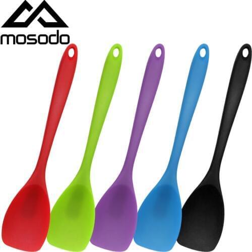 Mosodo Heat Resistant Silicon Spoon Spatula Kitchen Bakeware Utensil Handle Scraper Stirring Scooping Mixing Cookware Tools
