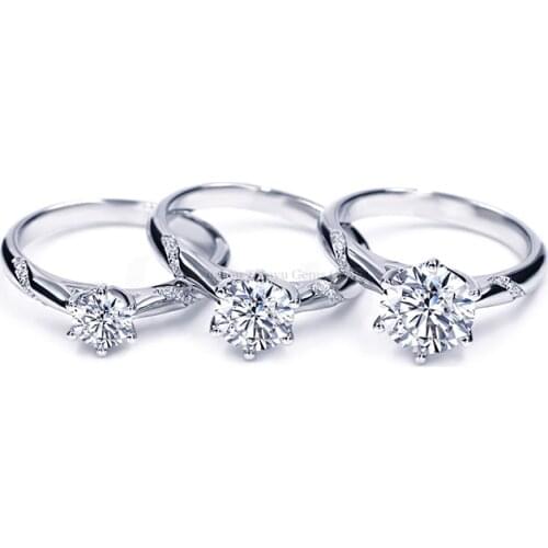 Tianyu Gems 5.0/6.5//8.0mm Round Brilliant Cut Moissanite Engagement Ring Silver 925 Fine Jewelry Gemstone Handmade Bridal Gift