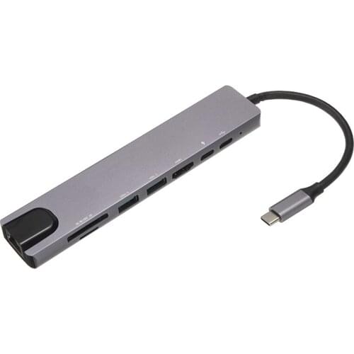 8-in-1 Card Reader USB-C PD Power Delivery for MacBook Pro Dock Type-C to USB-C 4K HDMI-compatible USB 3.0 Hub Adapter Cable