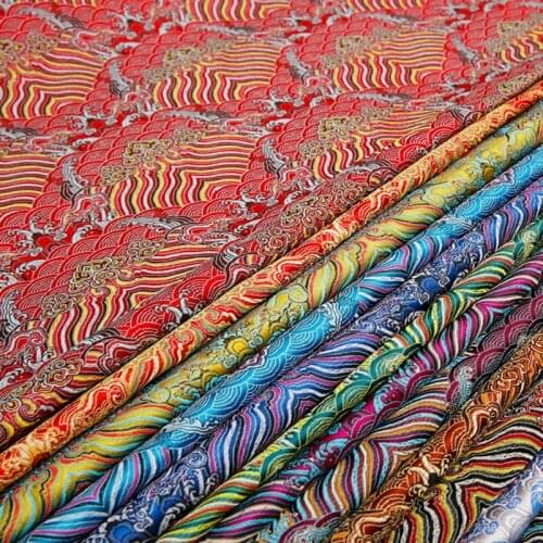 Wave Pattern Vintage Imitation Silk Brocade Fabric for Sewing Clothes Tang Suit Cheongsam Quilting Fabric