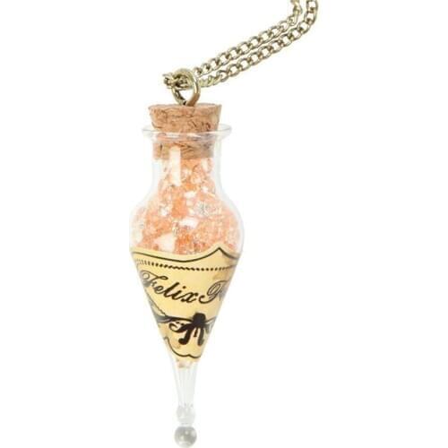 Wizard Cos Lucky Potion Felix Felicis Glass Bottle Pendant Necklace Sweater Chain Necklace Halloween Cosplay Accessory