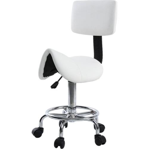 Saddle Chair Dental Roll Chair Saddle PU Leather Dentist Spa Rolling Stool with Back Support for Beauty Tattoo