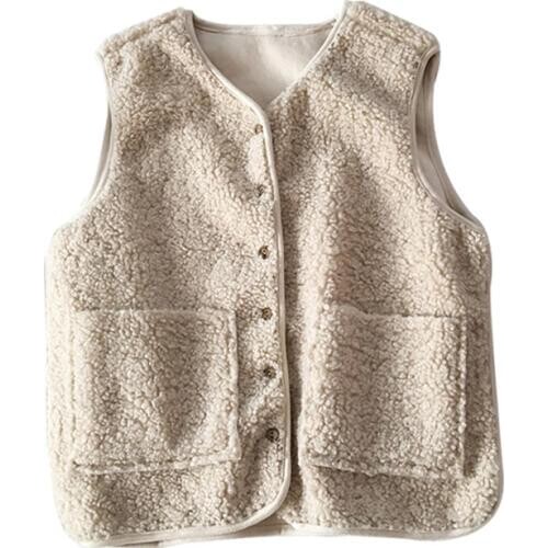 ZG1493 2020 new spring autumn winter women fashion V neck single breasted plush vest coat cheap wholesale