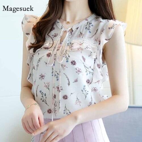 2020 Sleeveless Print Chiffon Women Tops Fashion Summer Women Blouse Shirt Blusas Plus Size Womens Clothing Tops Blusas 0026 30