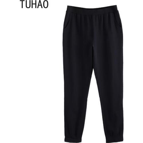 TUHAO Casual Trousers 4XL 6XL 8XL 10XL Plus Size Women Pencil Pants Casual Large Size Female Trousers Pants for Woman Black WM17