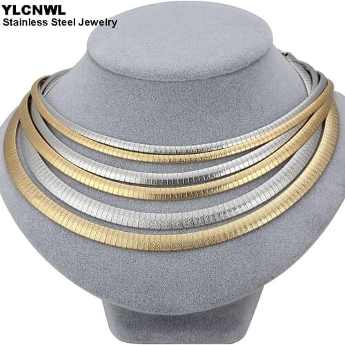 Women Stainless Steel Necklace Gold Color Chunky Ladies Choker Chain Fashion Jewelry Party Gift