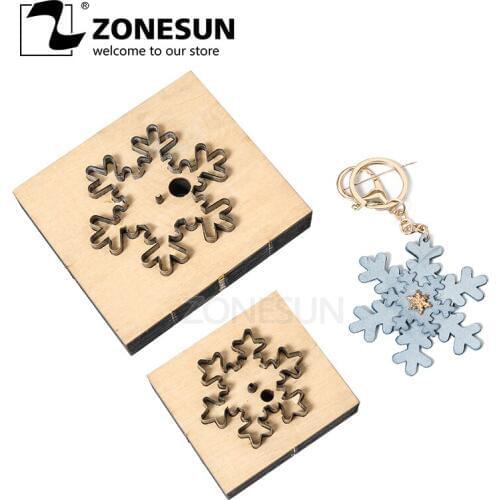 ZONESUN Snow Leather Cutting Die DIY Key Ring Cut Out Wooden Template Knife Punching Key Chain Die Cut Cutting Mould Decoration