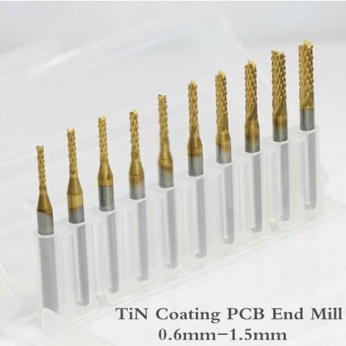 0.6-1.5mm,Freeshipping,10pcs/box,CNC Milling,TiALN coated PCB mill,High quality Solid Carbide Micro corn bit,glass,fiber,resin