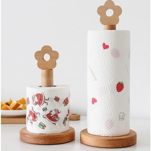 1Pc Solid Wood Kitchen Roll Paper Holder Bathroom Vertical Napkin Stand Tissue Storage Rack