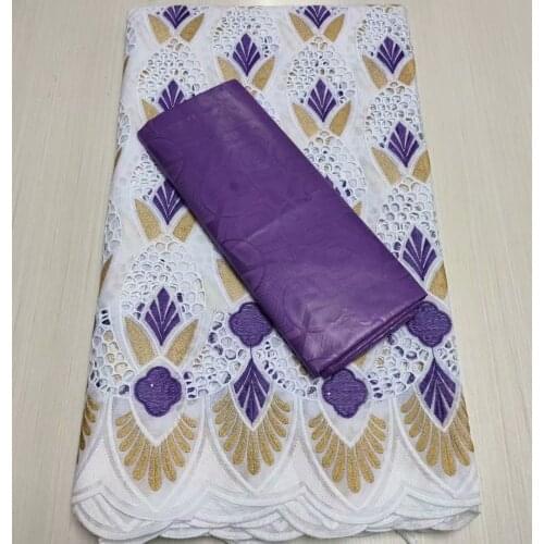 2.5+2.5 Yards Swiss Voile Lace 100% Cotton African Lace Fabric 2021 High Quality Bazin Riche Embroidery Wedding Sewing CM48010c