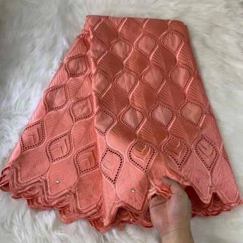 2021 Nigerian 100% Cotton Dry Lace Fabric Embroidery in Switzerland African Swiss Voile Lace Fabrics 5Yards For Sewing Dress