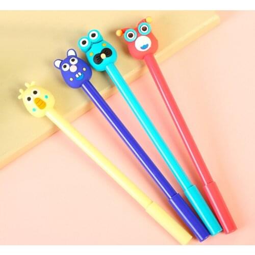 36 pcs/lot Cartoon Big eyes Animal Gel Pen Cute 0.5 mm black Ink Signature Pens Promotional Gift Office School Supplies