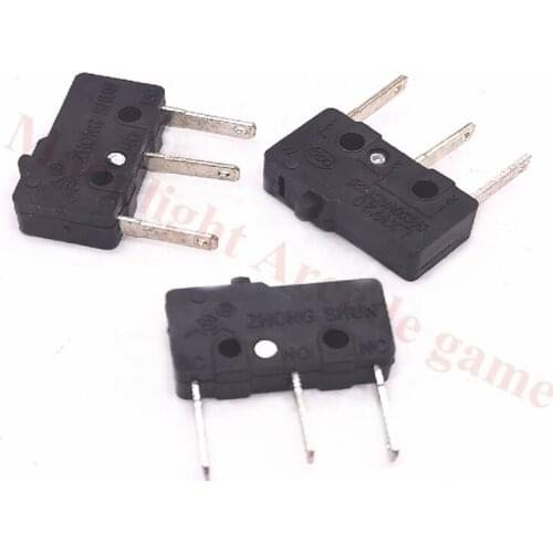 50Pcs/Lot Three Terminals Small Black microswitch For Arcade game momentary push button micro switch