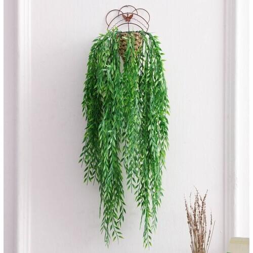 95cm length 5 forks Green Willow Branch green hanging plants Simulation Leave Vine Home garden Landscape Decoration Flowers