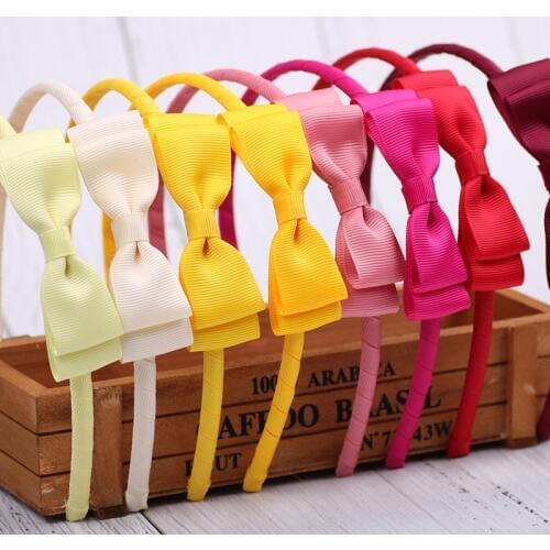 Boutique 10pcs Fashion Cute Grosgrain Ribbon Bow Hairbands Solid Bowknot Hair Sticks Princess Headwear Girls Hair Accessories
