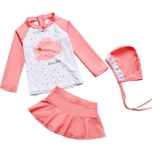 Childrens Swimwear Long Sleeve Sun Protection Skirt Cute Swimwear Girls Swimwear for Children