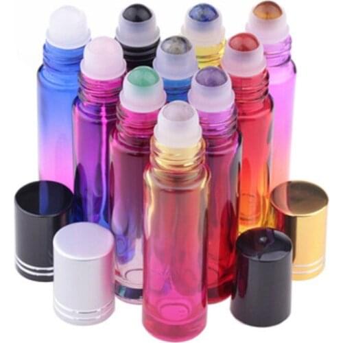 Roll On Bottle Jade Ball Essential Oil Bottle Mixing Color Bottle 10ml Empty Colorful Glass Sample Vial Refillable Perfume Vial