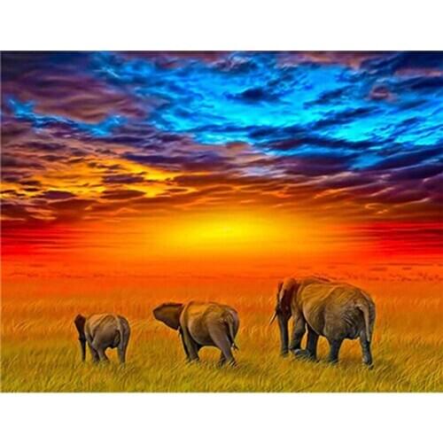 GATYZTORY Elephant Animal Oil Picture By Numbers Kits For Adults Hand Painted Acrylic Paint Color On Canvas Home Artcraft
